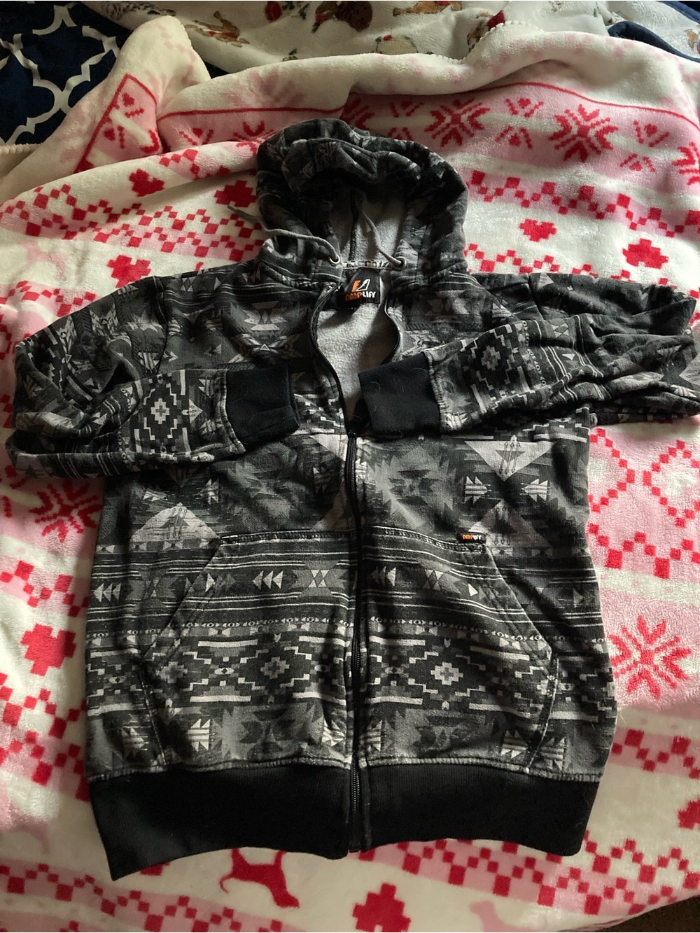 Amplify Print Black & Gray Zip-Up Hoodie